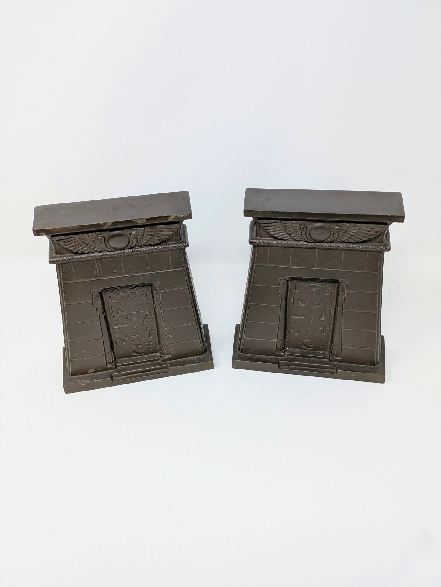 1920s "Egyptian Tomb" Bookends by Bradley & Hubbard