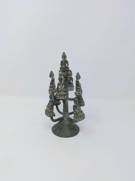Antique Bronze Thai "Amitabha Buddha on Bodhi Tree" Sculpture