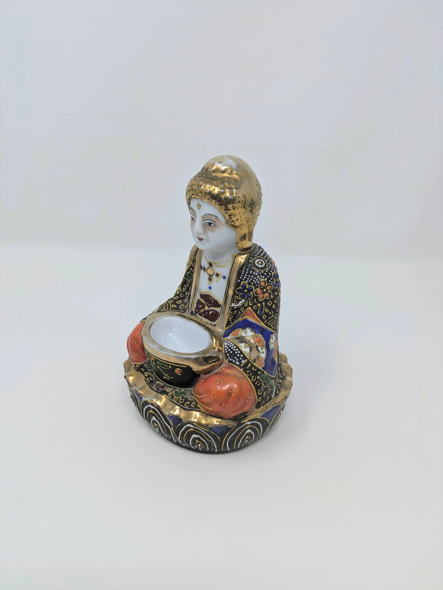 Antique Japanese Satsuma Moriage Buddha Incense Burner