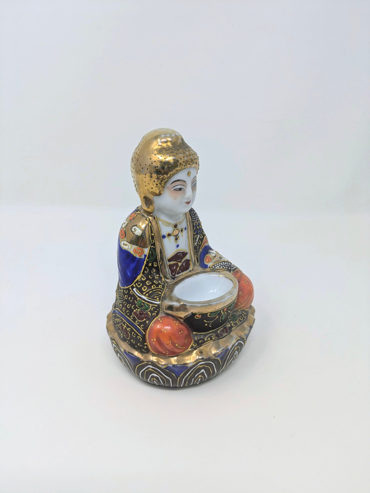 Antique Japanese Satsuma Moriage Buddha Incense Burner