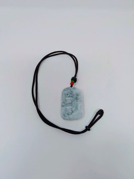 Chinese 9-Dragon Carved Jade Pendant Necklace