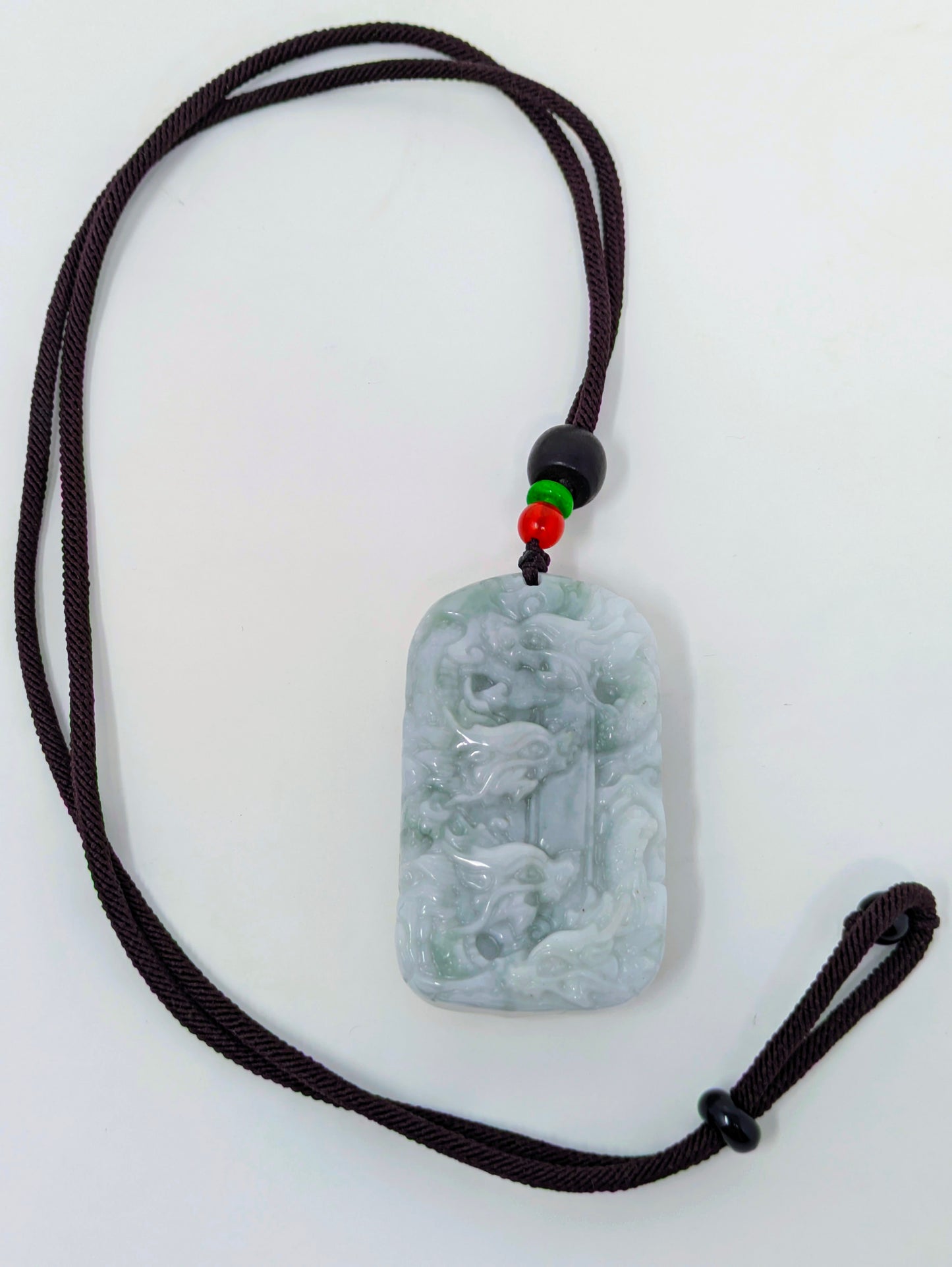 Chinese 9-Dragon Carved Jade Pendant Necklace