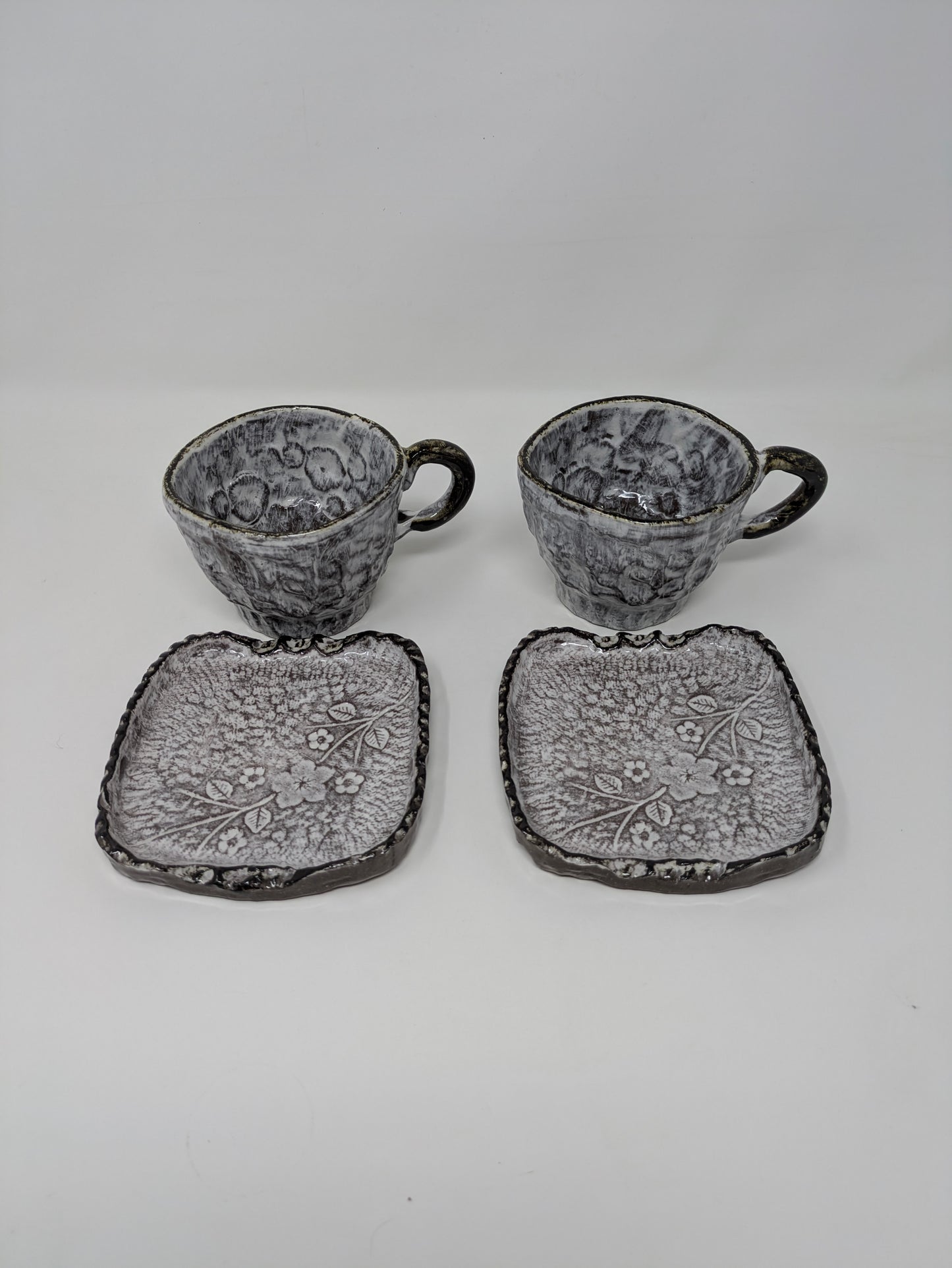 4pcs Korean Ceramic Cosmos Coffee Cup & Saucer Set
