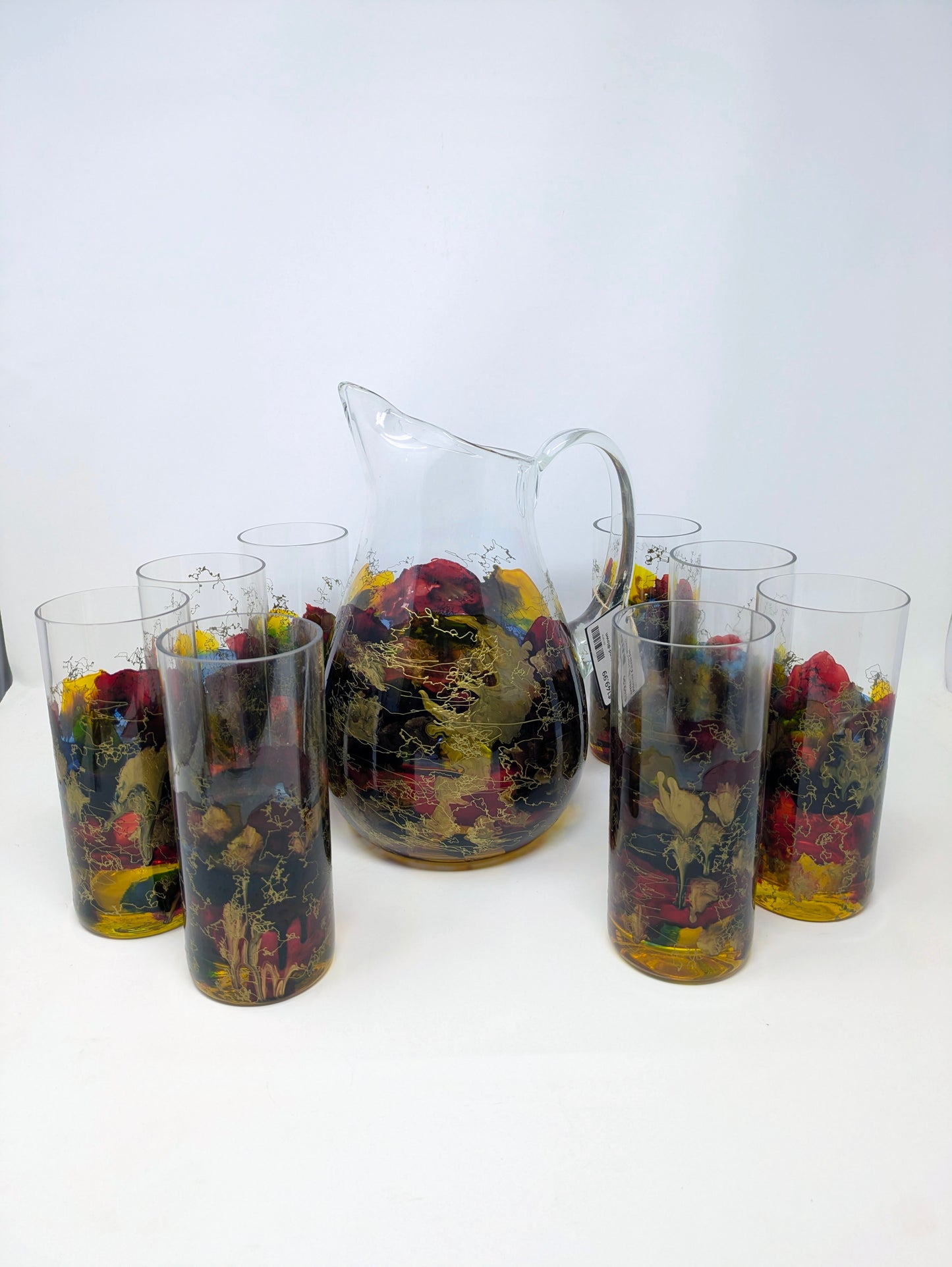 Vintage Romanian Royal Danube Artisan Crystal Pitcher & Glasses