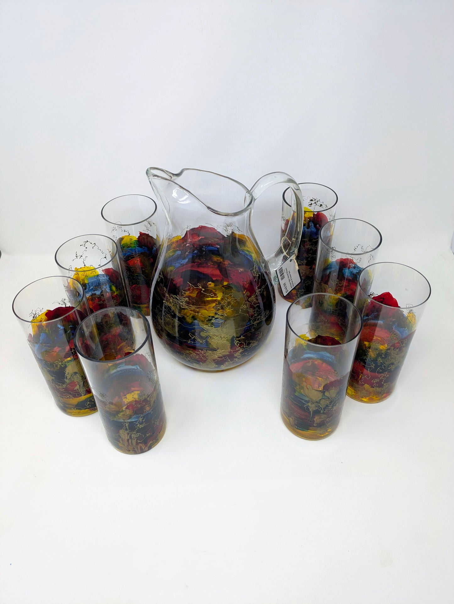 Vintage Romanian Royal Danube Artisan Crystal Pitcher & Glasses