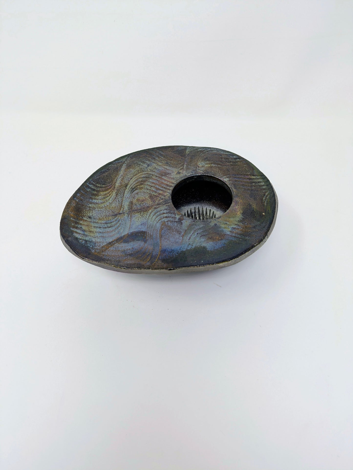 Vintage Signed Japanese Raku-Fired Ikebana Frog Vase