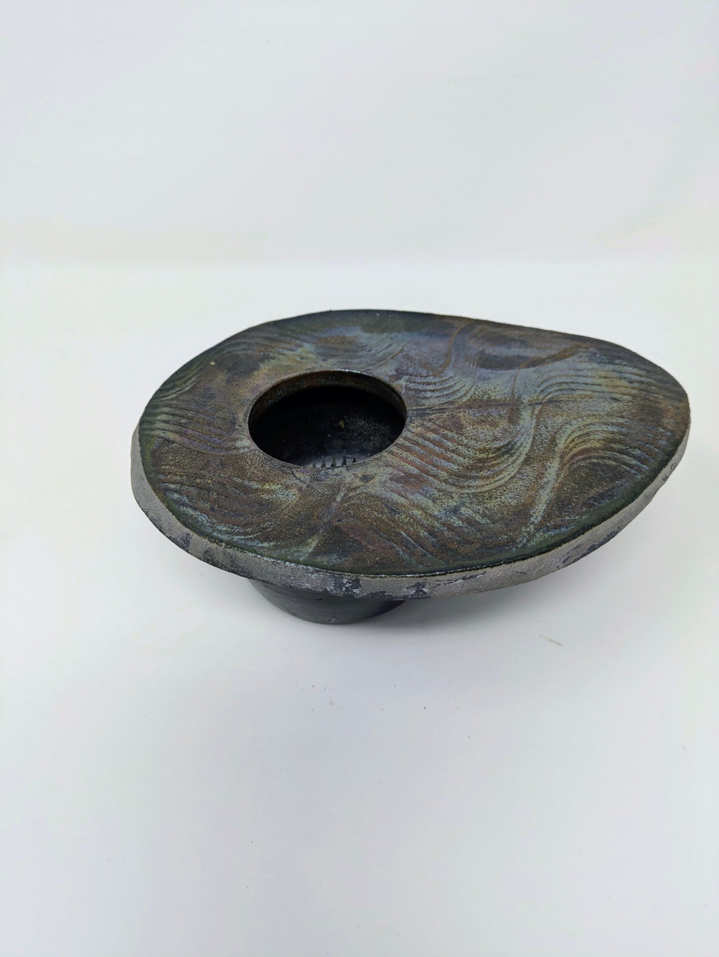 Vintage Signed Japanese Raku-Fired Ikebana Frog Vase