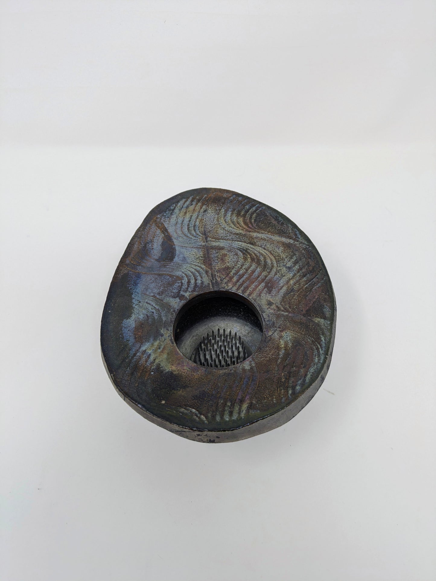 Vintage Signed Japanese Raku-Fired Ikebana Frog Vase
