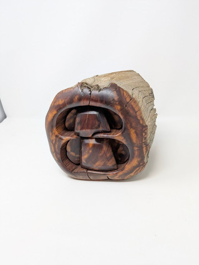 1970s Spancraft Hand-Carved Wood Jewelry/Trinket Box