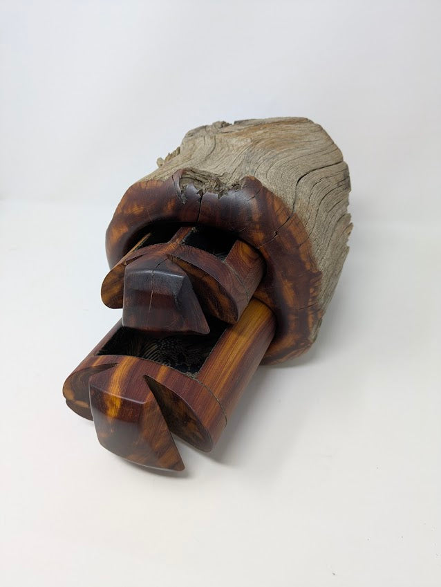 1970s Spancraft Hand-Carved Wood Jewelry/Trinket Box