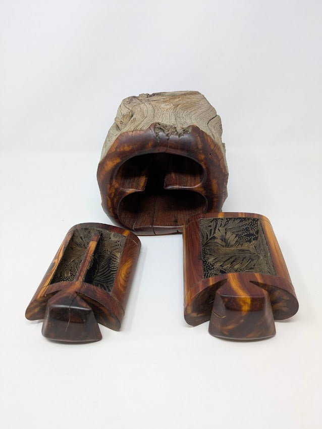 1970s Spancraft Hand-Carved Wood Jewelry/Trinket Box