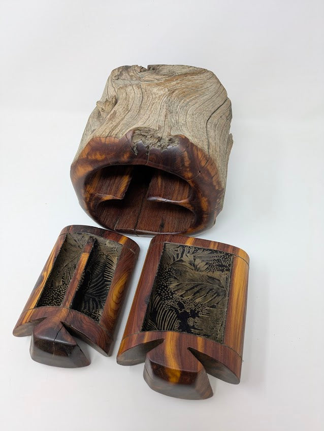 1970s Spancraft Hand-Carved Wood Jewelry/Trinket Box