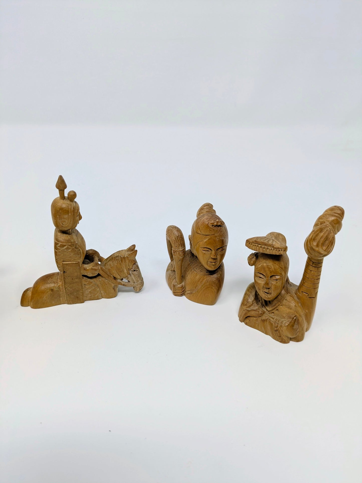 5 Vintage Chinese Hand-Carved Boxwood Statuettes