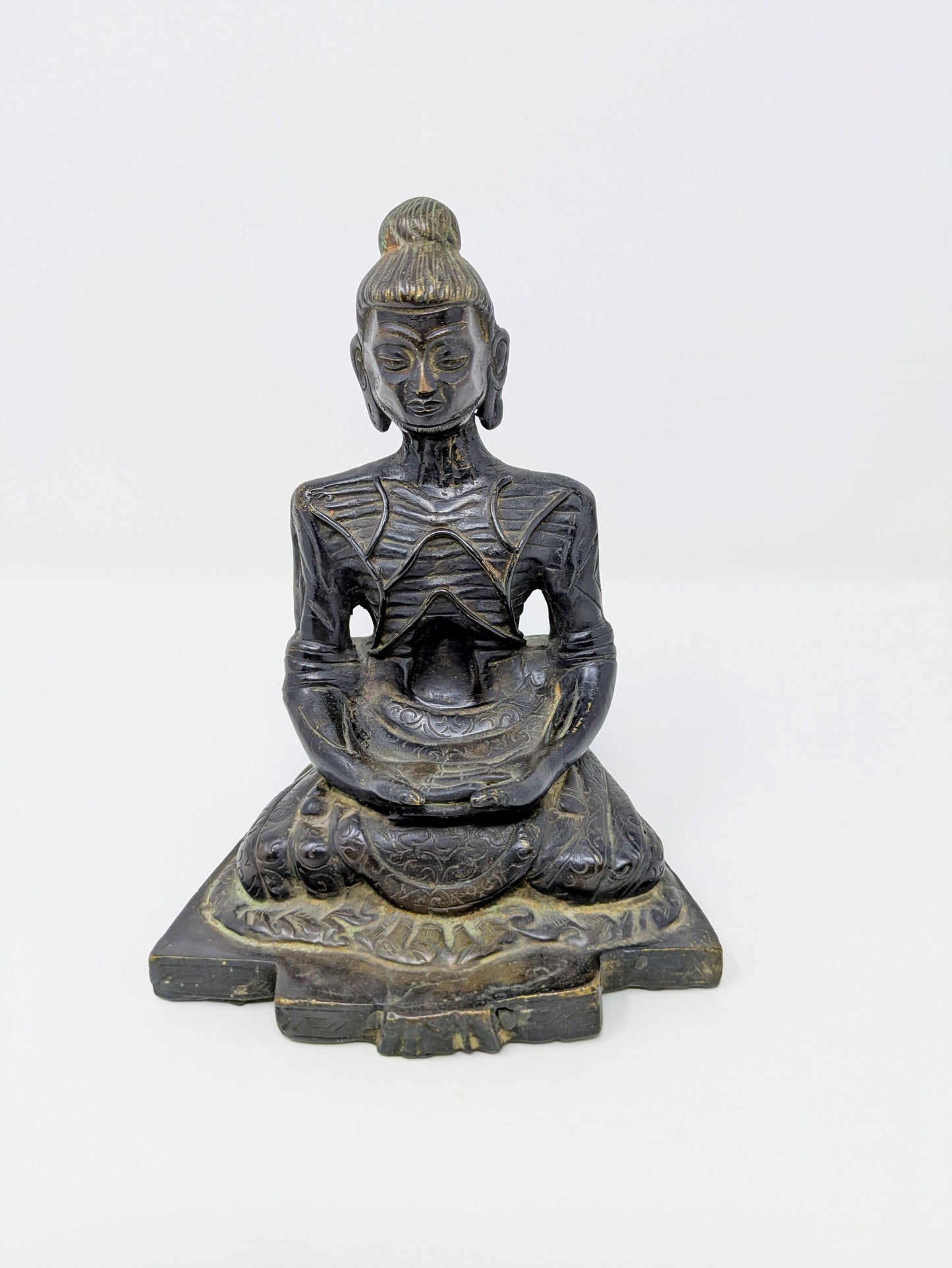 Vintage Cast Bronze Sculpture: Fasting Buddha