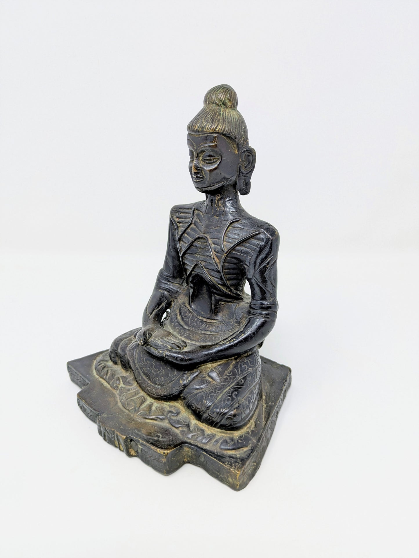 Vintage Cast Bronze Sculpture: Fasting Buddha