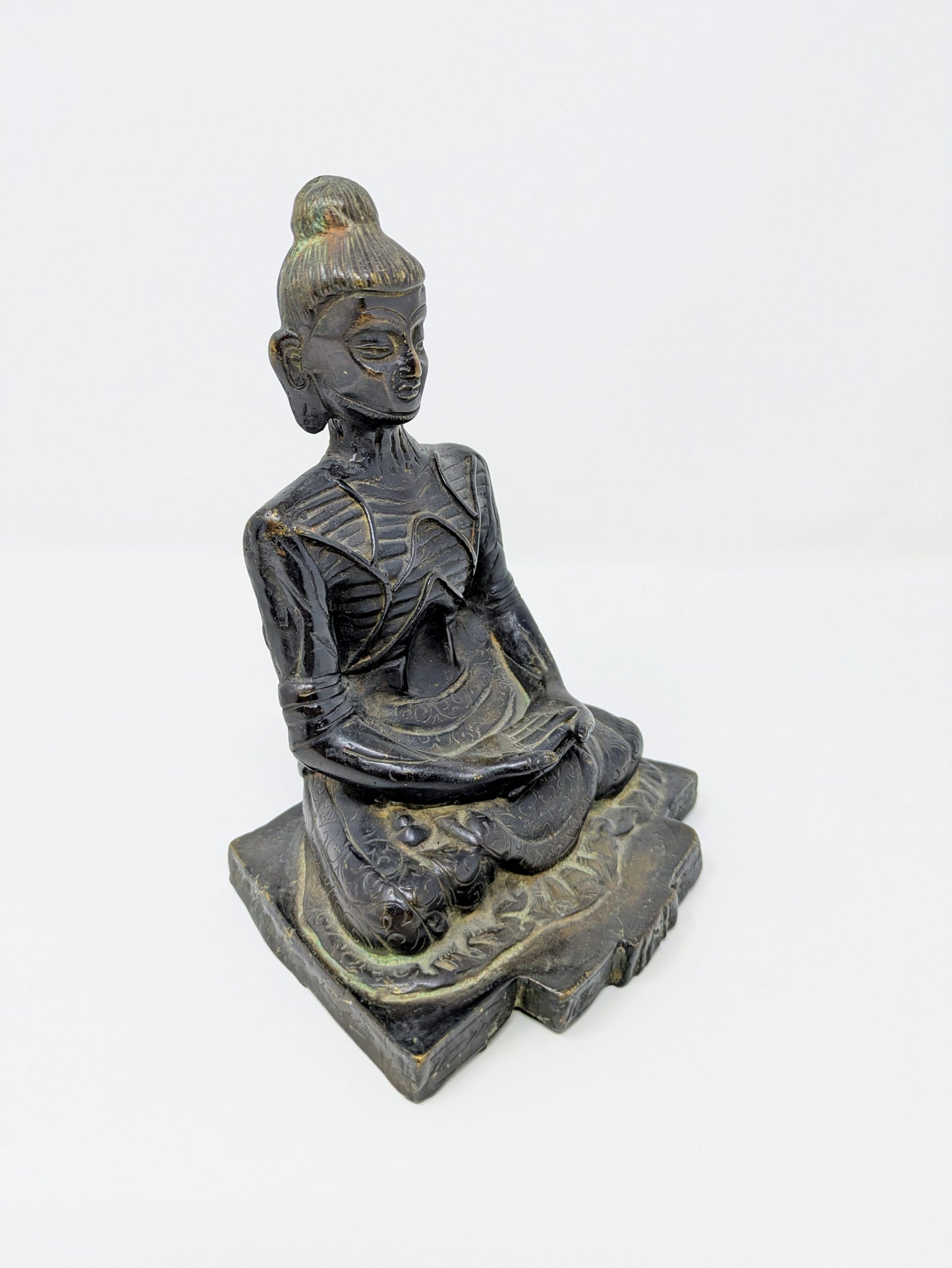 Vintage Cast Bronze Sculpture: Fasting Buddha
