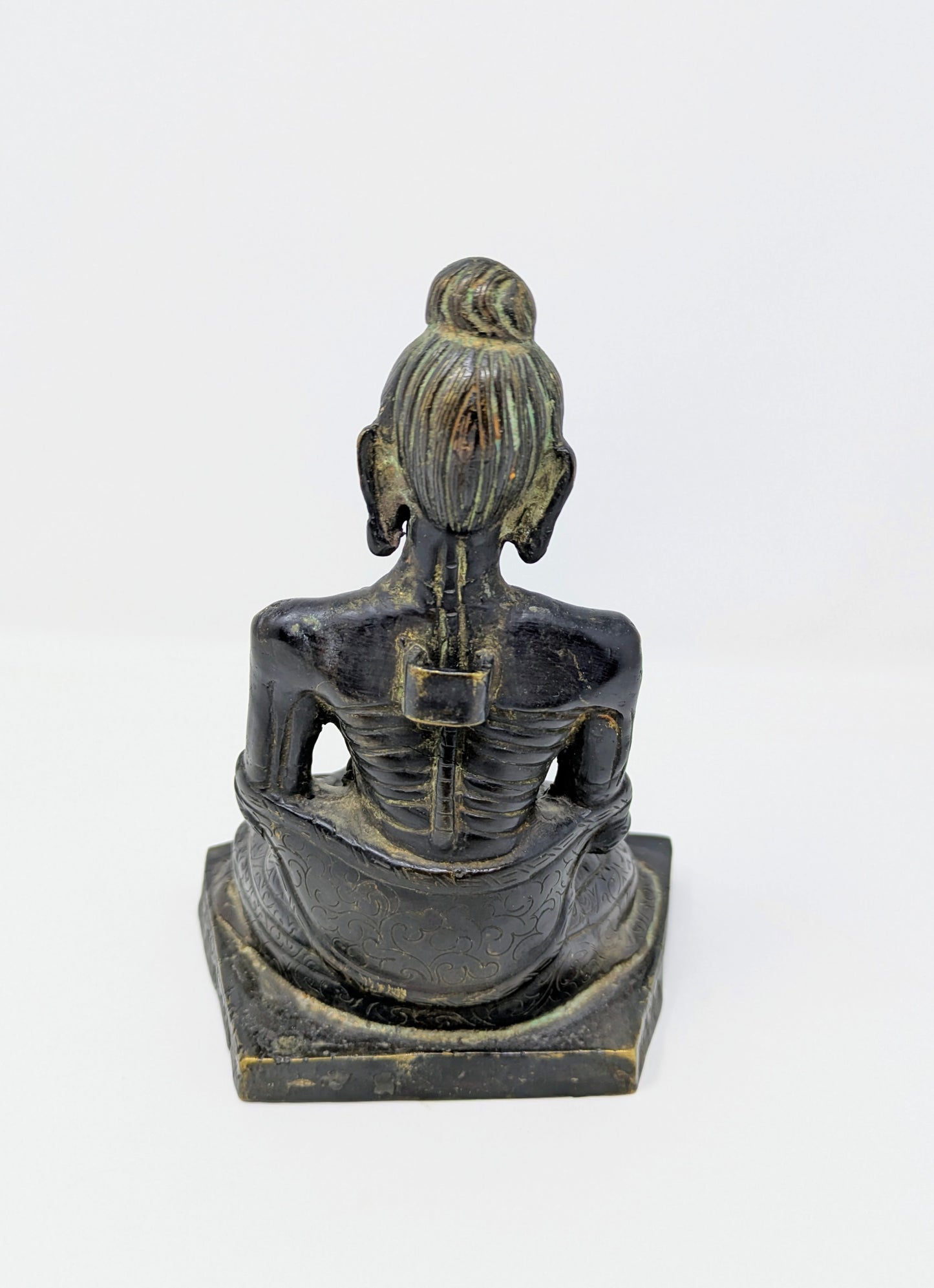 Vintage Cast Bronze Sculpture: Fasting Buddha