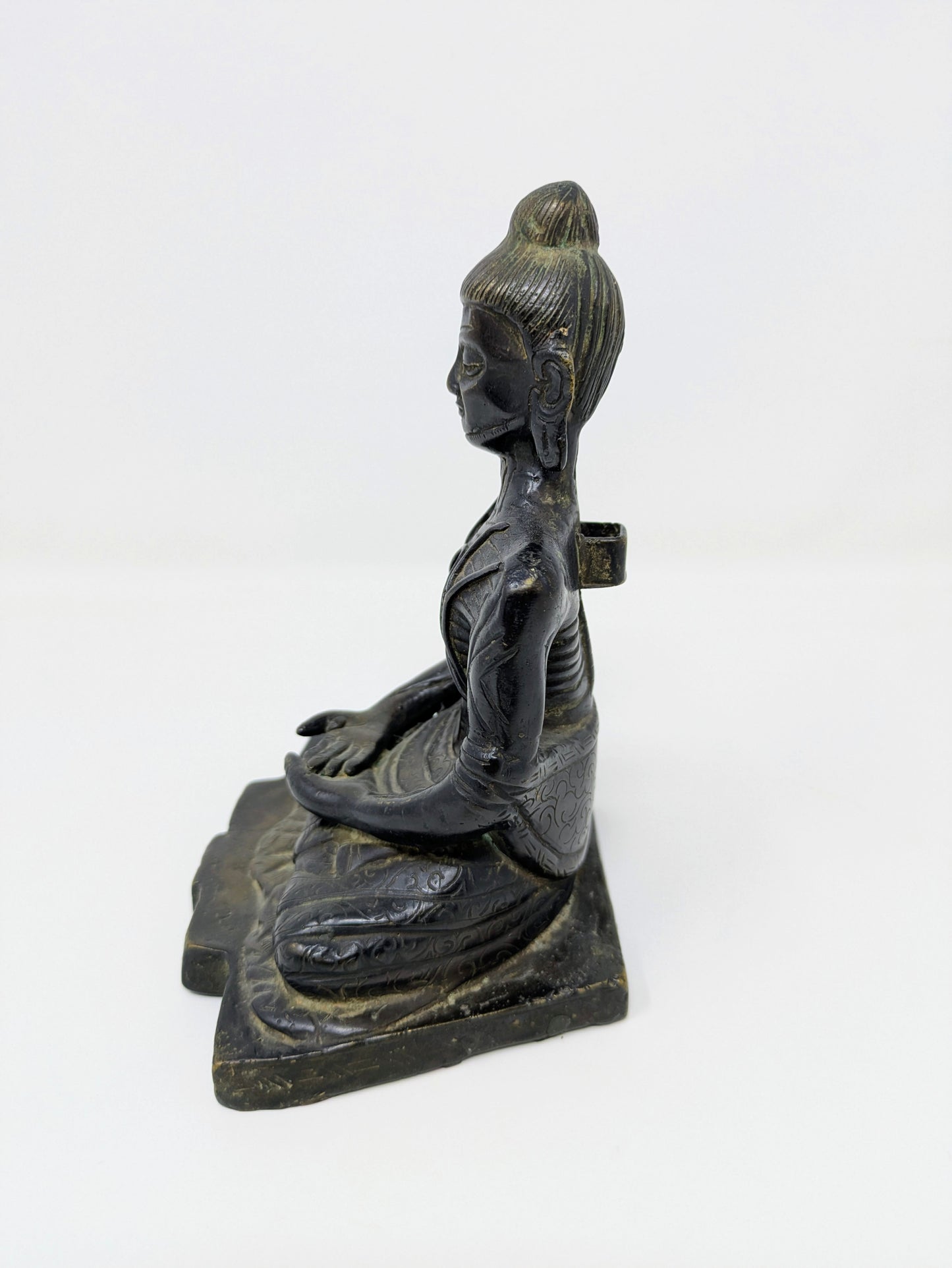 Vintage Cast Bronze Sculpture: Fasting Buddha