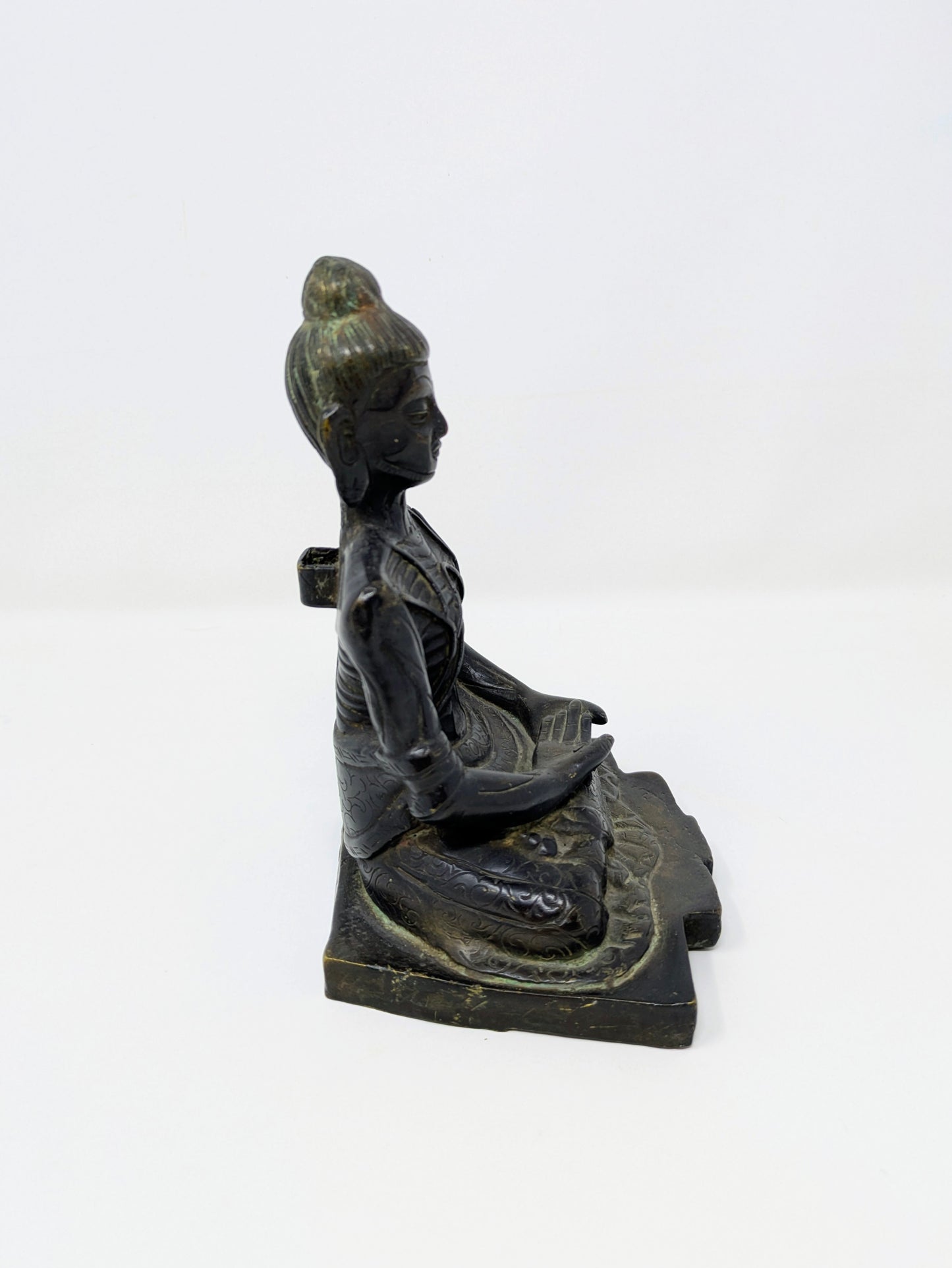 Vintage Cast Bronze Sculpture: Fasting Buddha