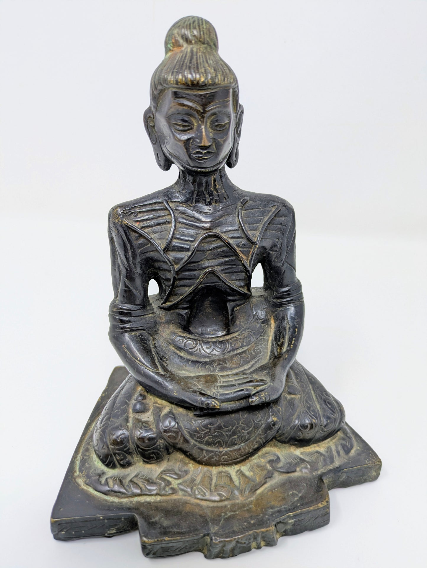 Vintage Cast Bronze Sculpture: Fasting Buddha