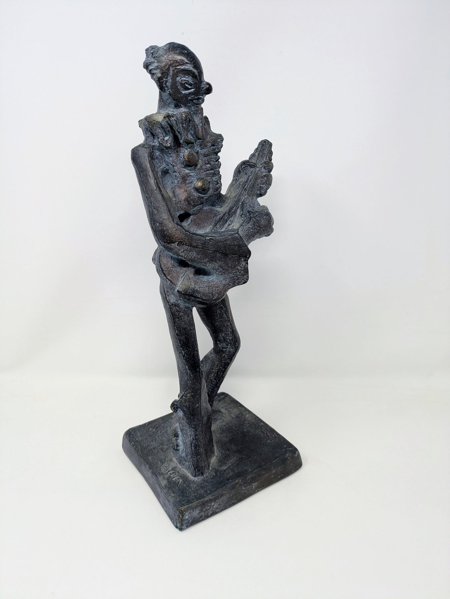 RARE "Hobo Clown Playing Guitar" Statue by Klara Sever | Austin Prods Inc.