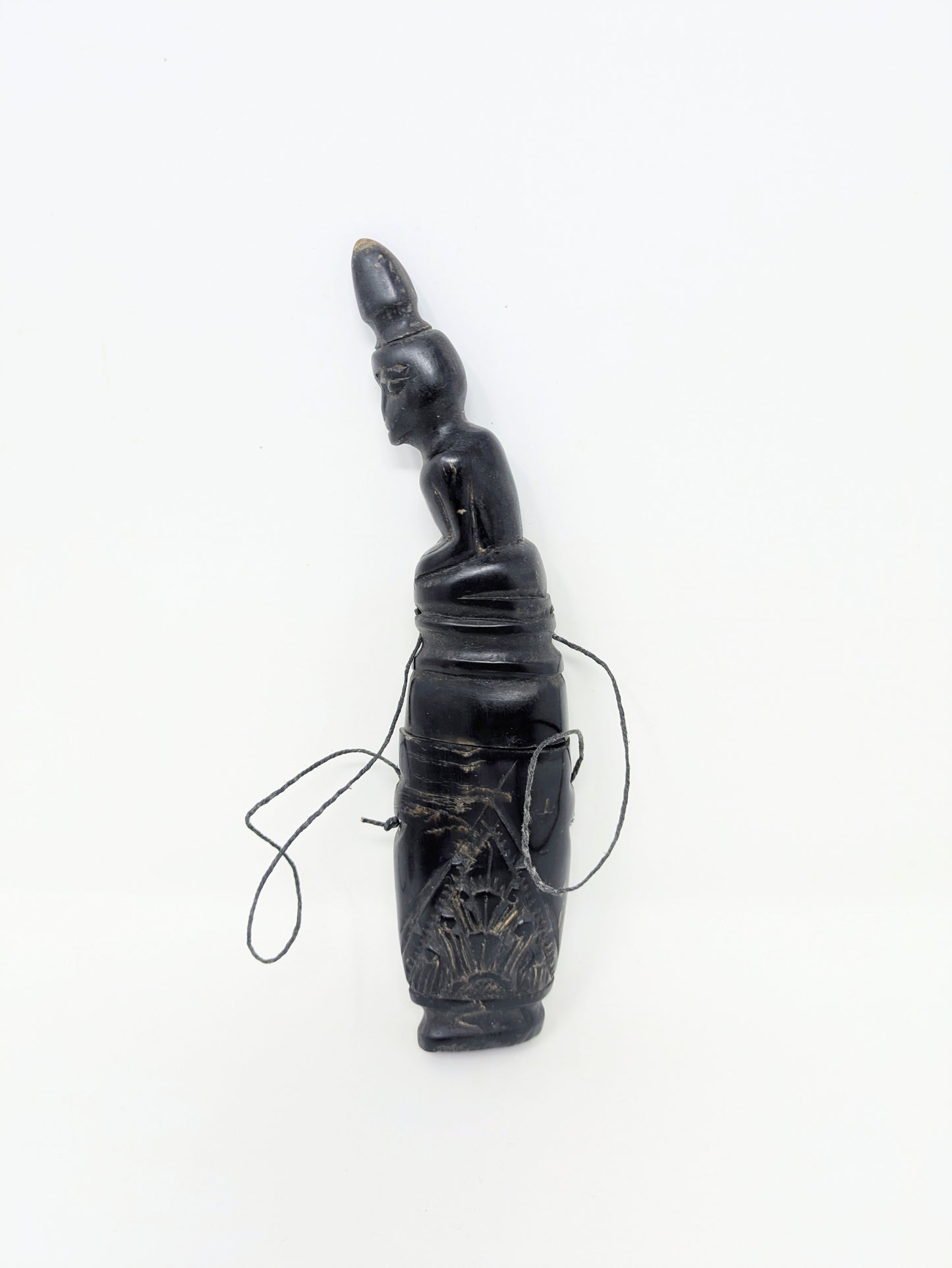 Vintage Indonesian Hand-Carved Horn Lime Container | Timor