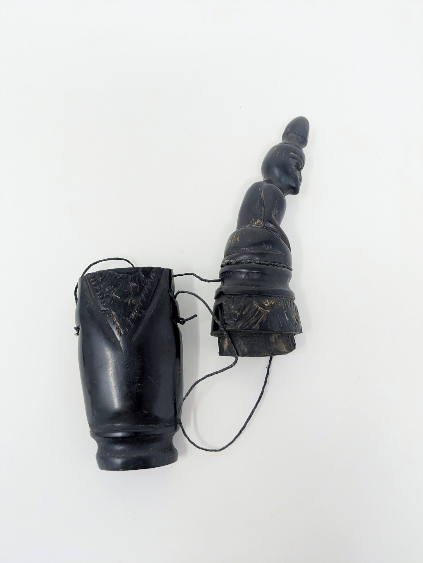 Vintage Indonesian Hand-Carved Horn Lime Container | Timor