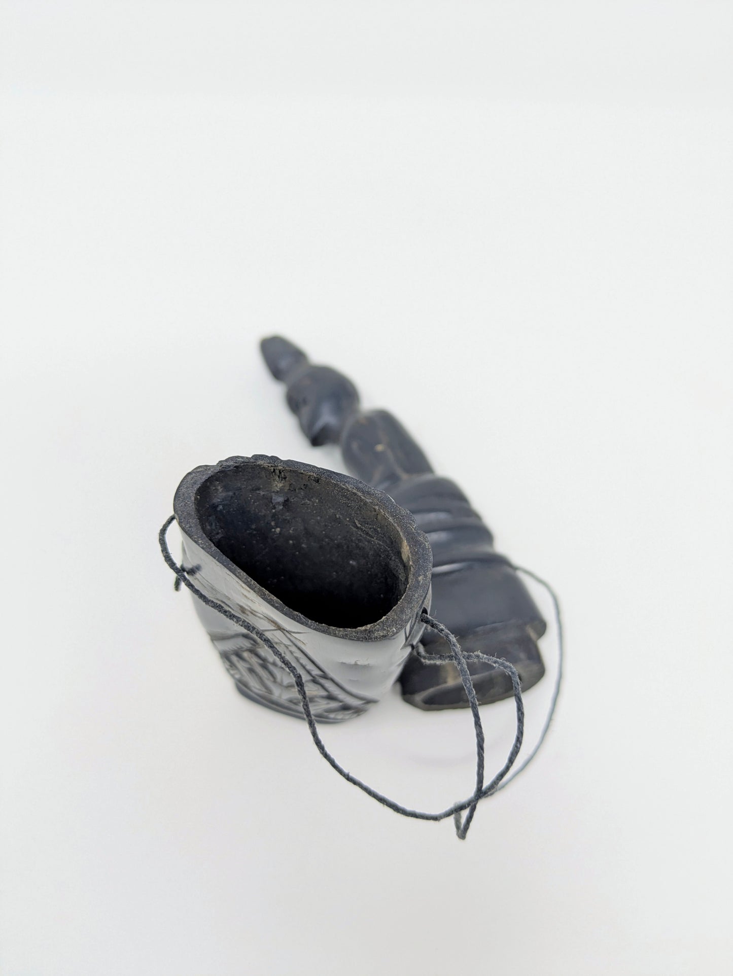 Vintage Indonesian Hand-Carved Horn Lime Container | Timor