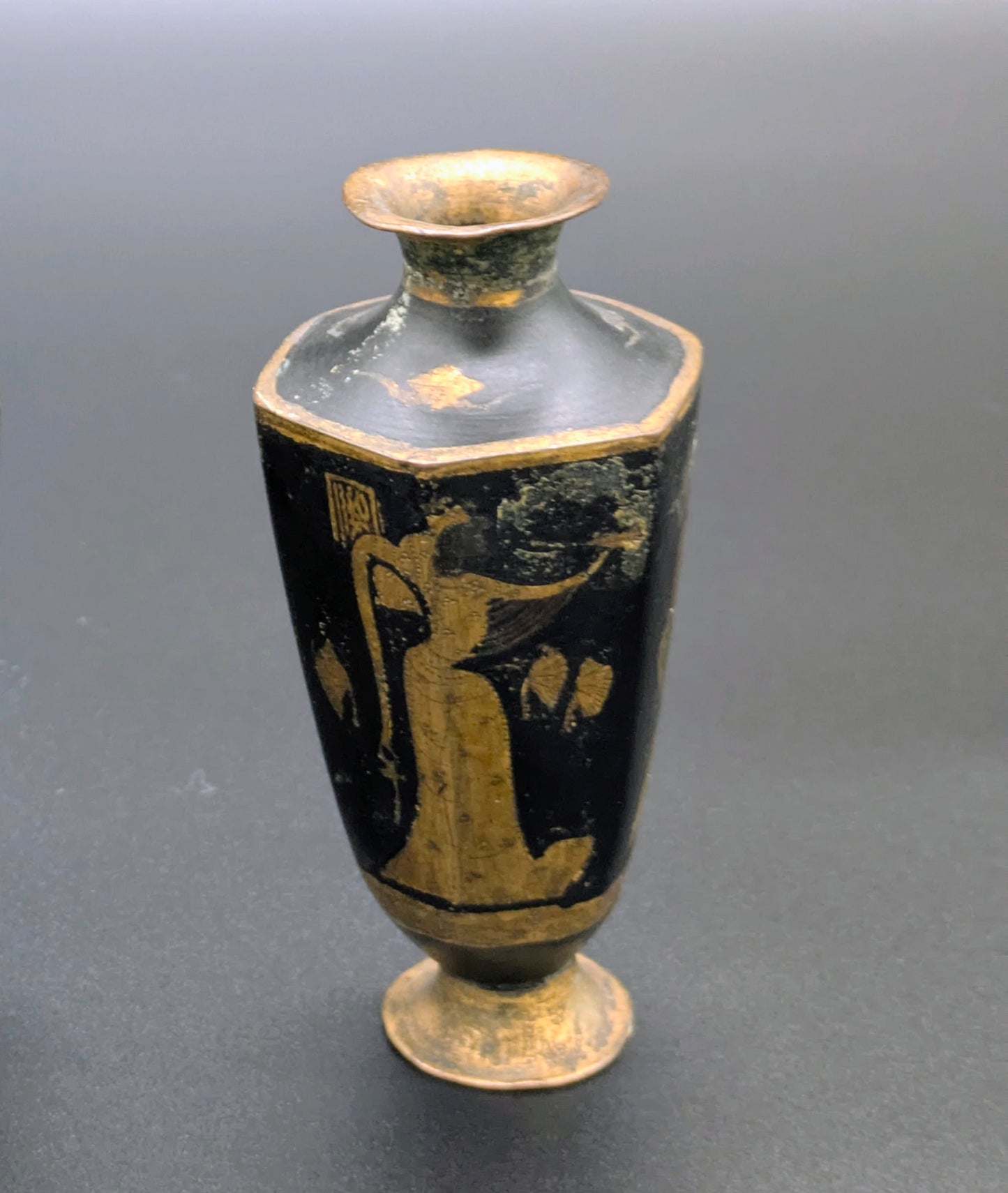 1930s Japanese Made Egyptian Revival Damascene Vases