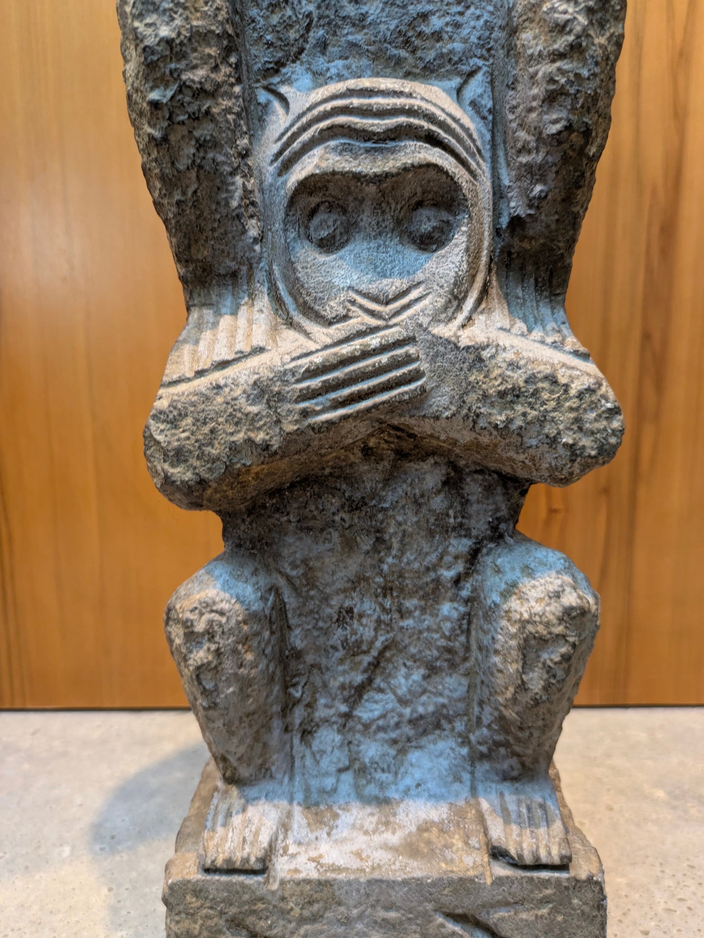 Vintage Korean Carved-Stone Statue: 3 Wise Monkeys