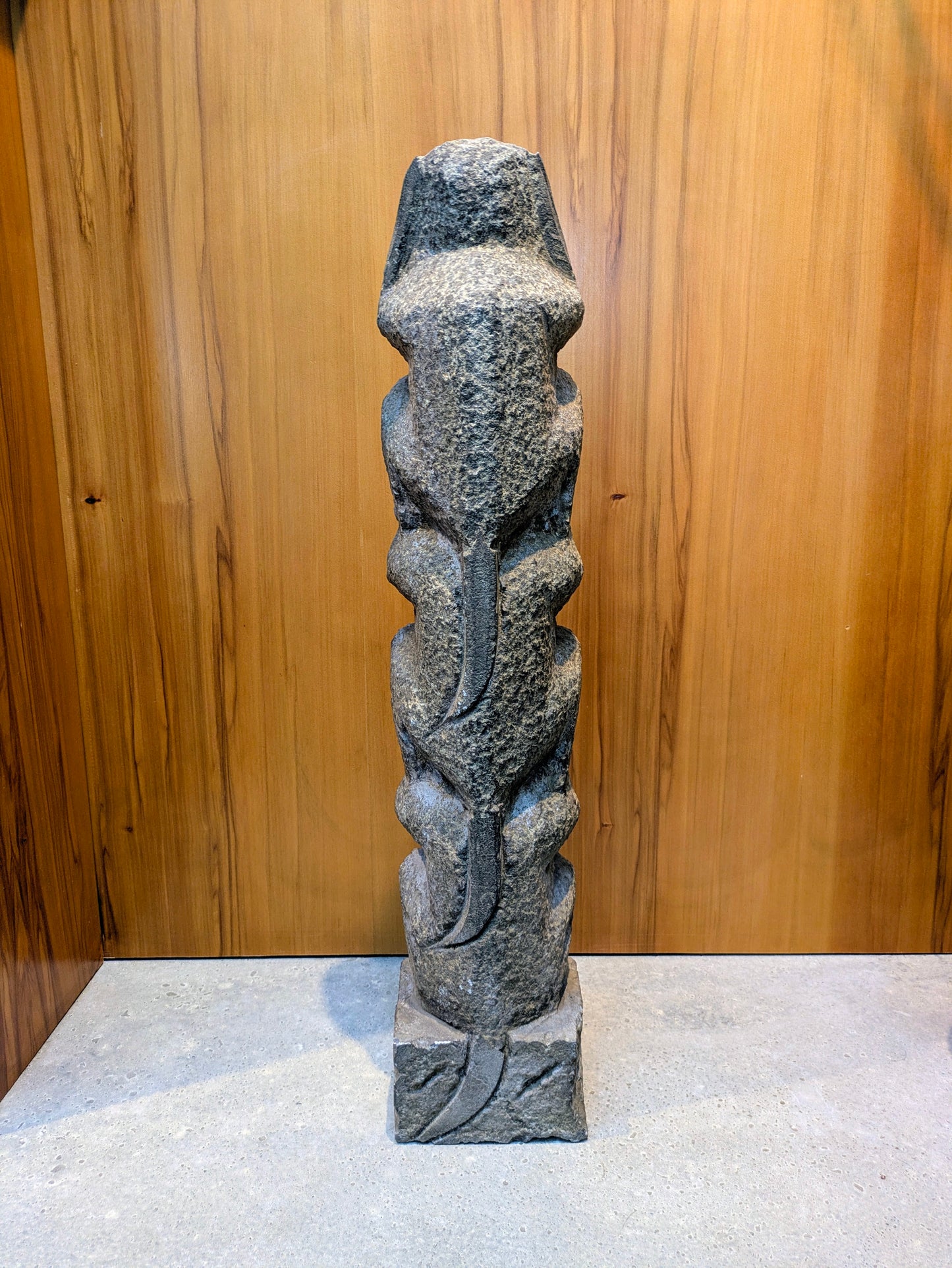 Vintage Korean Carved-Stone Statue: 3 Wise Monkeys