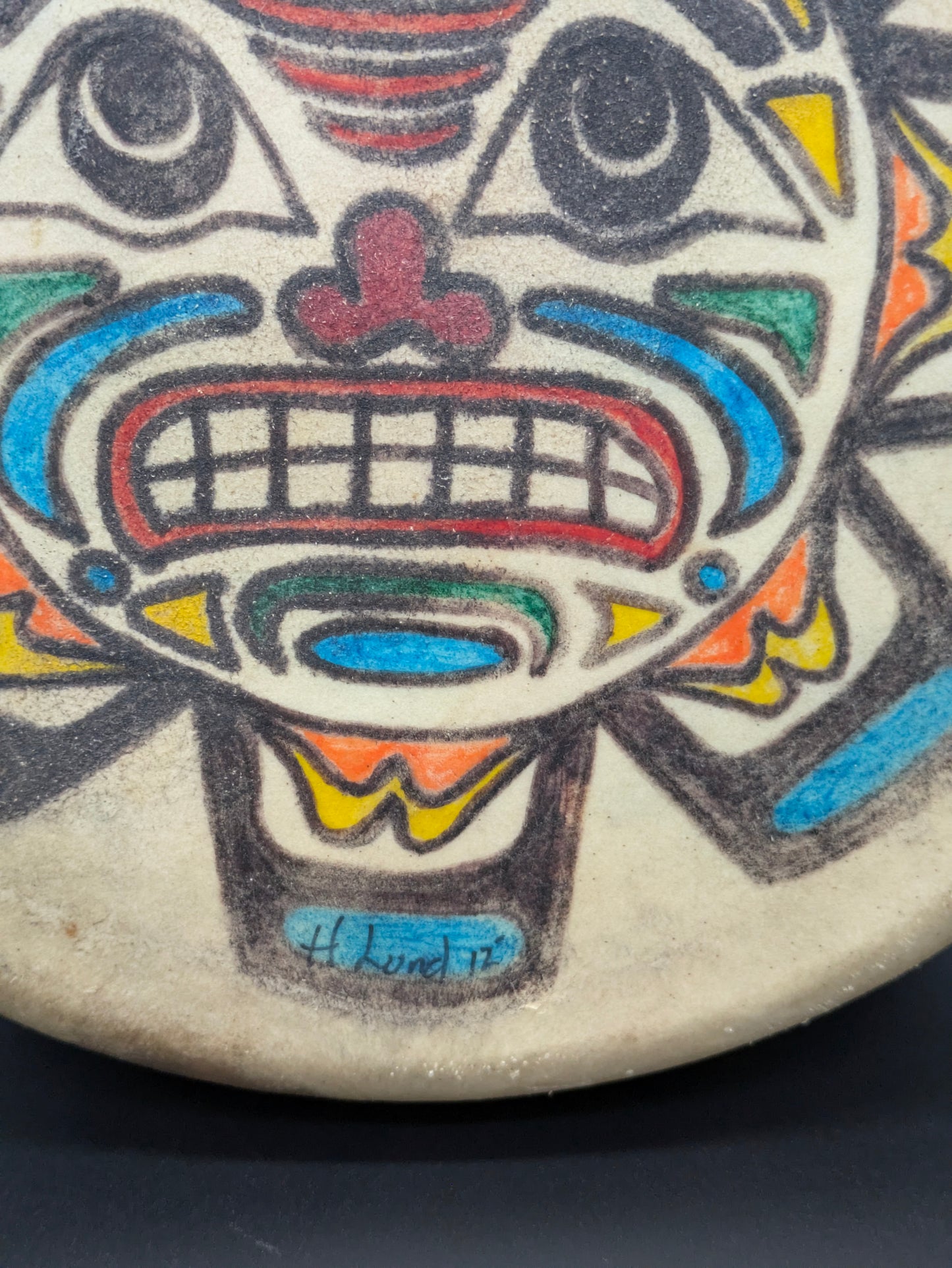 Handmade Painted & Signed Native American "Sun Drum"