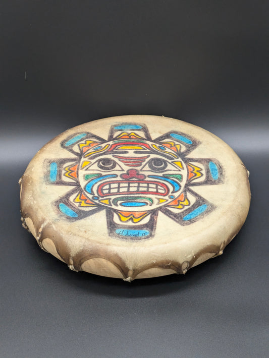 Handmade Painted & Signed Native American "Sun Drum"