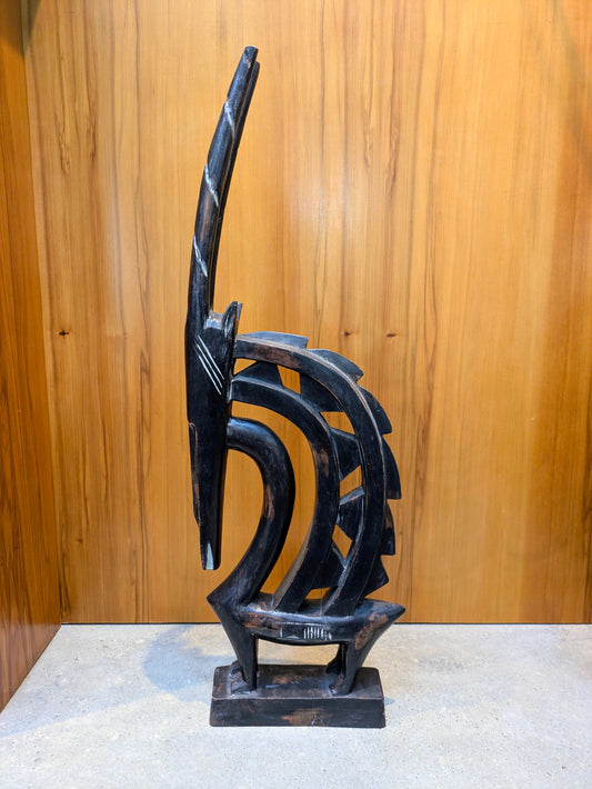 Vintage Hand-Carved Chiwara Sculpture 26" | Mali