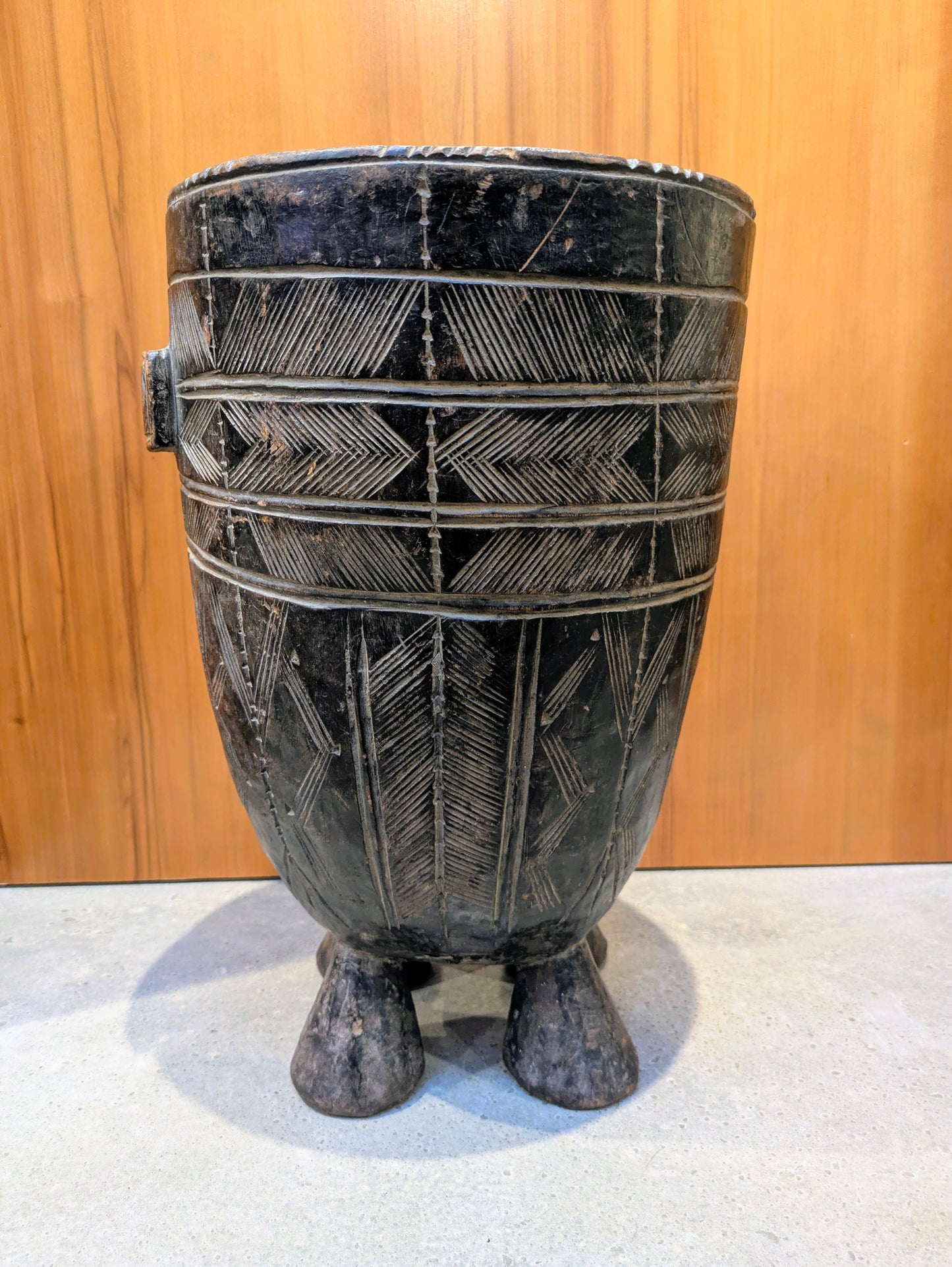 Vintage/Antique Hand-Carved Wood Vessel: Nupe People of Nigeria