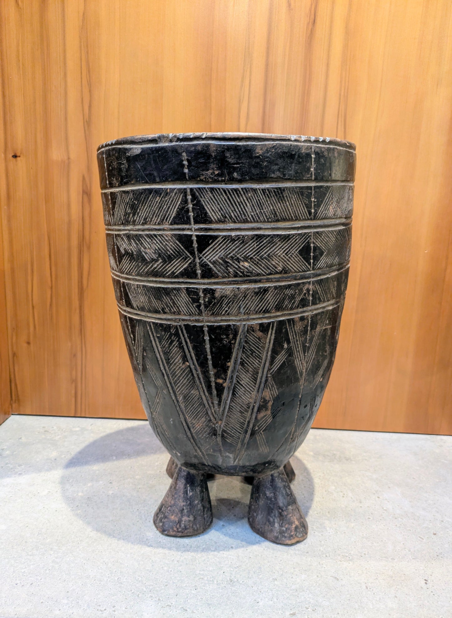 Vintage/Antique Hand-Carved Wood Vessel: Nupe People of Nigeria