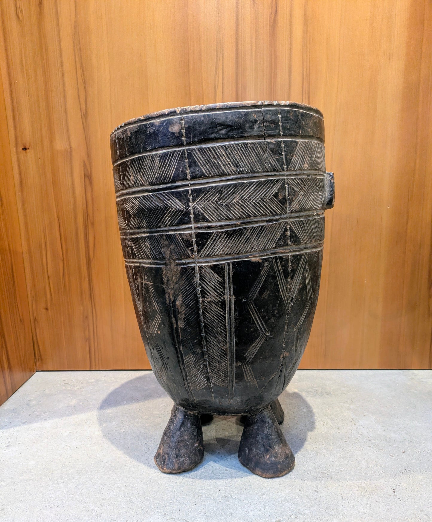 Vintage/Antique Hand-Carved Wood Vessel: Nupe People of Nigeria