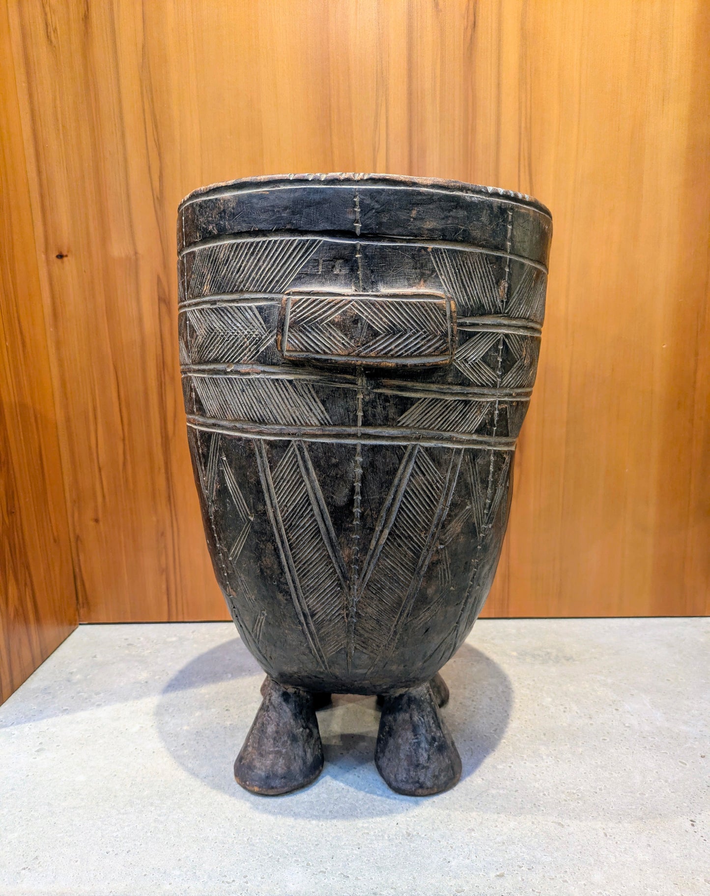 Vintage/Antique Hand-Carved Wood Vessel: Nupe People of Nigeria