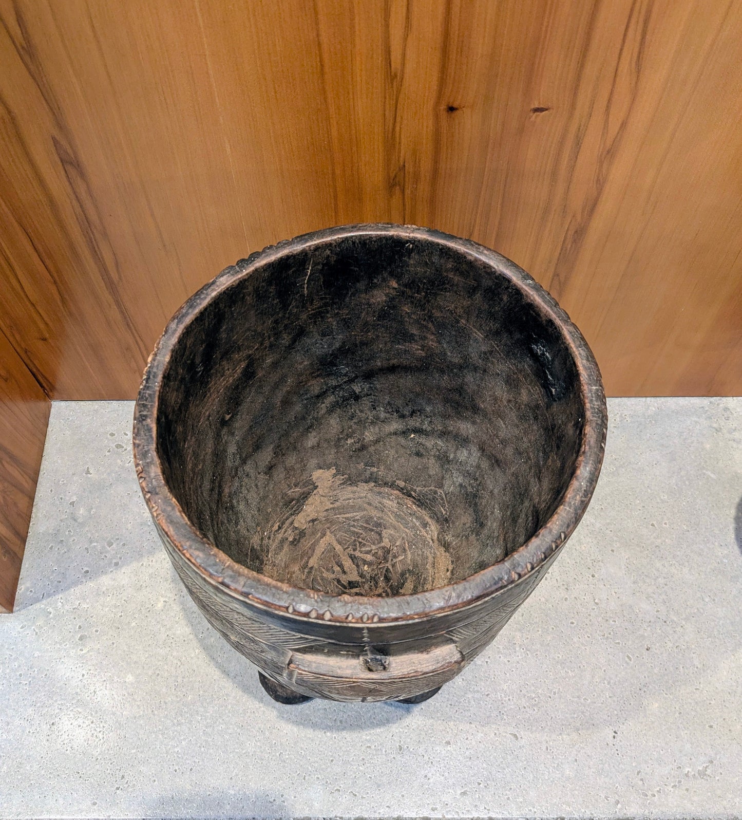 Vintage/Antique Hand-Carved Wood Vessel: Nupe People of Nigeria