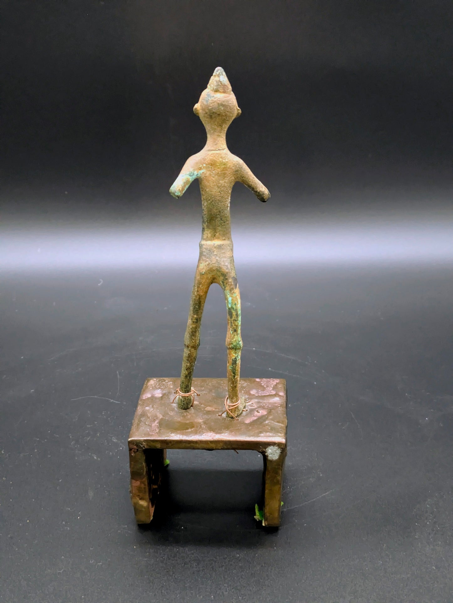 Early 1900s West African (Fon) Bronze Figure on Stand