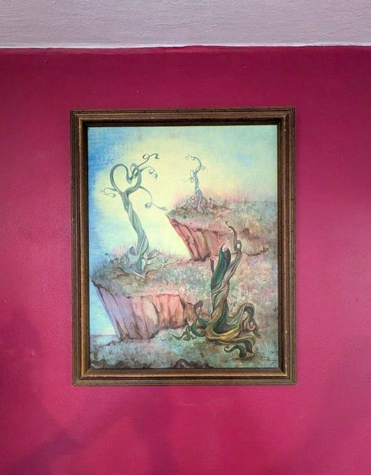 Vintage Surrealist Painting "The Edge" Signed Barbara Beaudry (1974)