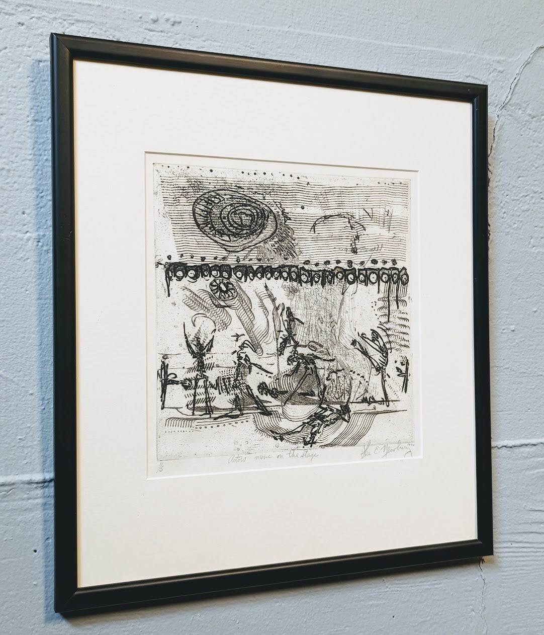 1970 Limited Edition Lithograph | "Actors Move on The Stage" by Lee E. Newbury