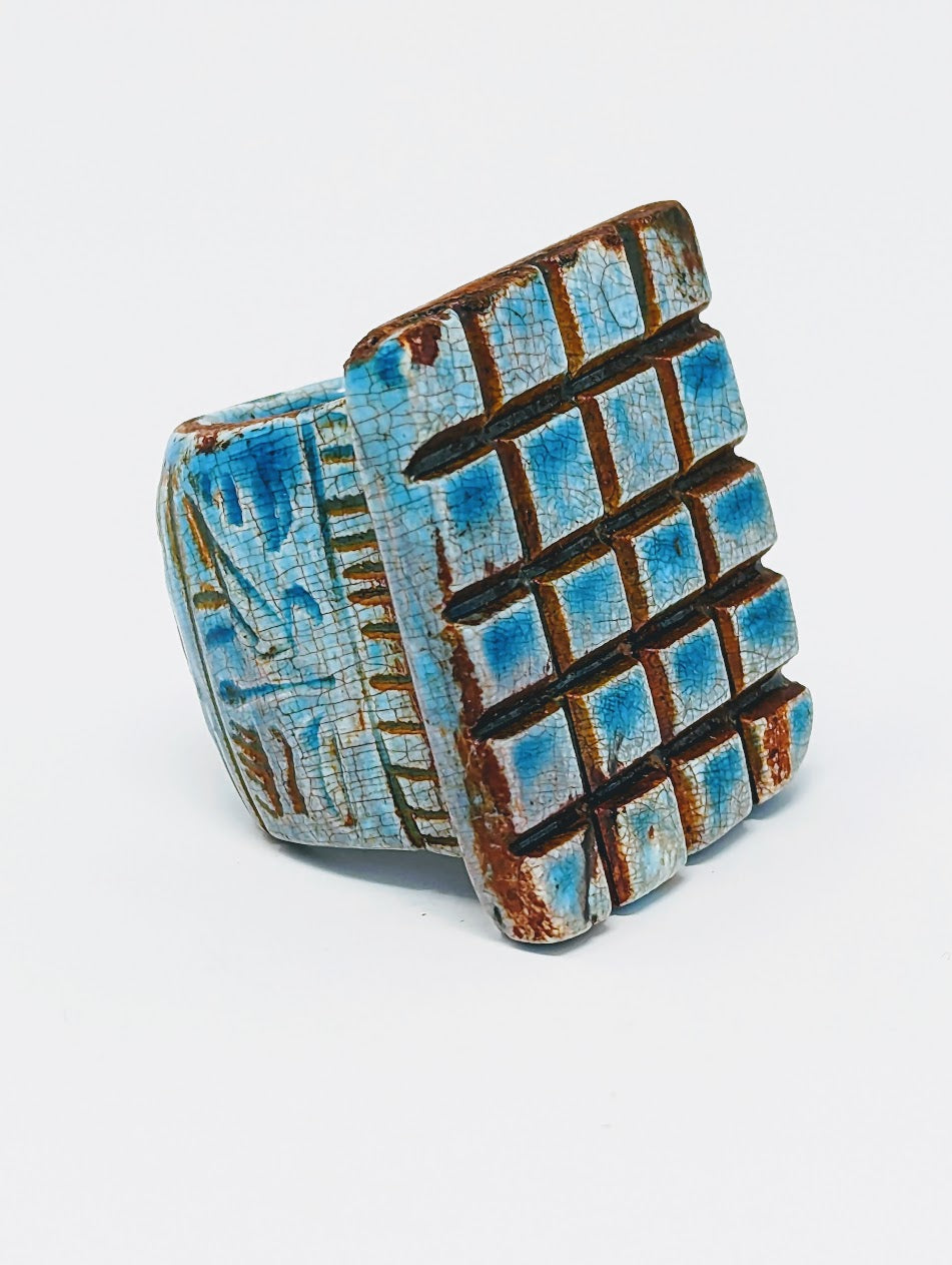 Antique Egyptian Faience-Glazed Ring with Hieroglyphics (c.664-332 B.C.)