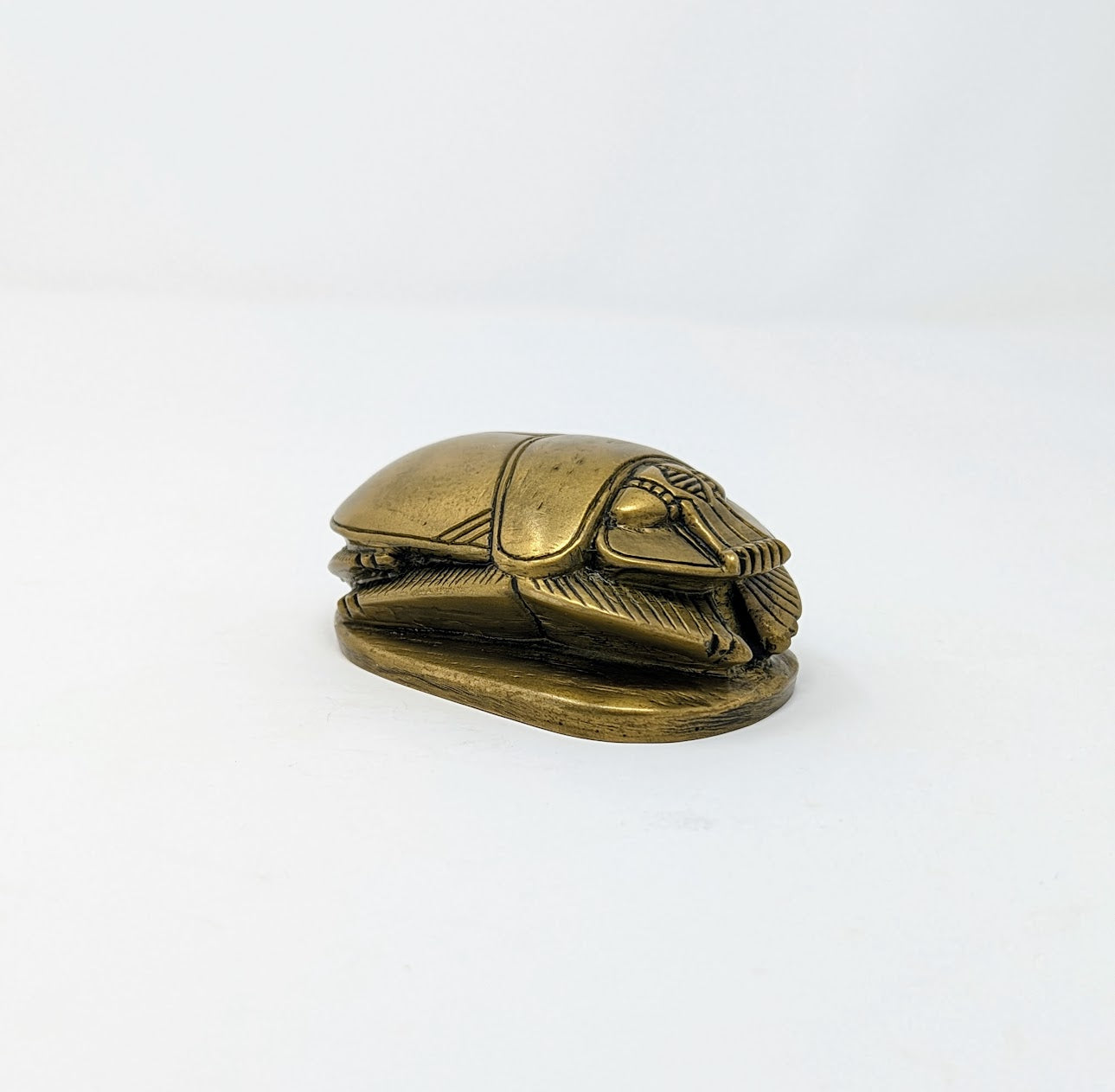 RARE Antique Grand Tour/Egyptian Revival Brass Scarab with Hieroglyphics