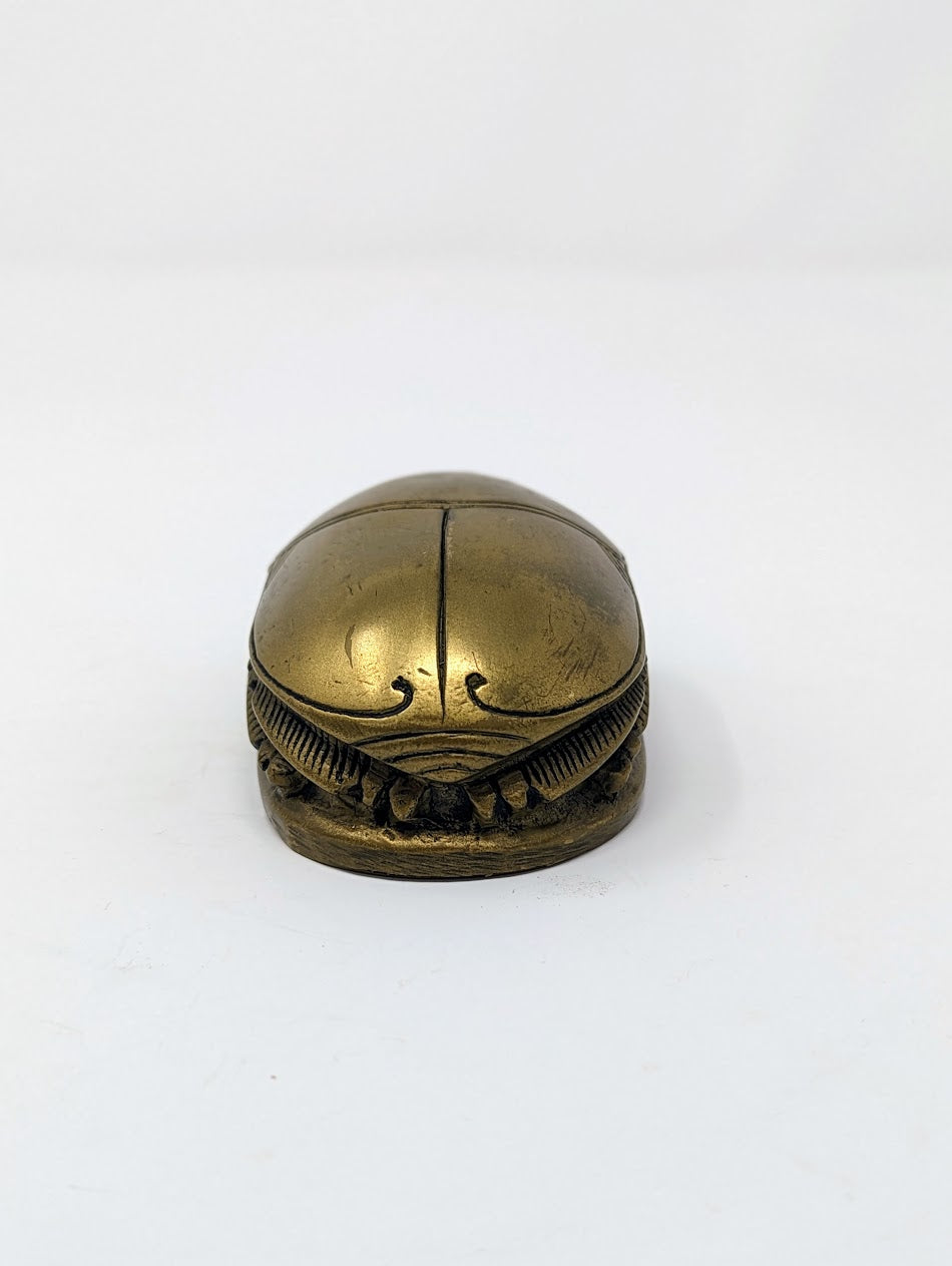 RARE Antique Grand Tour/Egyptian Revival Brass Scarab with Hieroglyphics