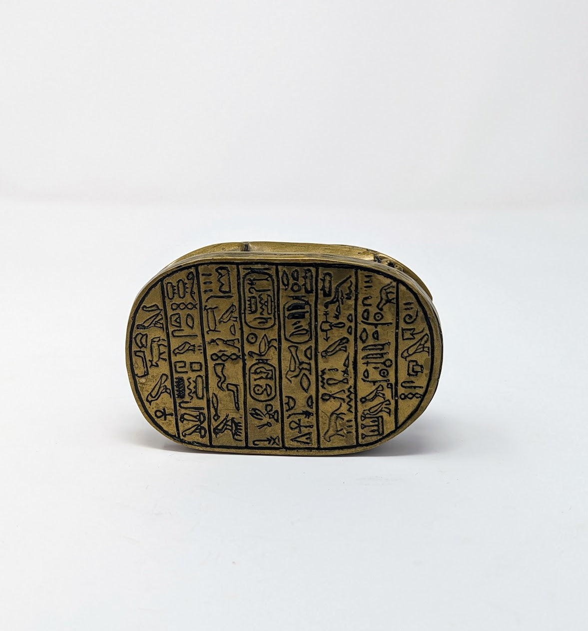 RARE Antique Grand Tour/Egyptian Revival Brass Scarab with Hieroglyphics