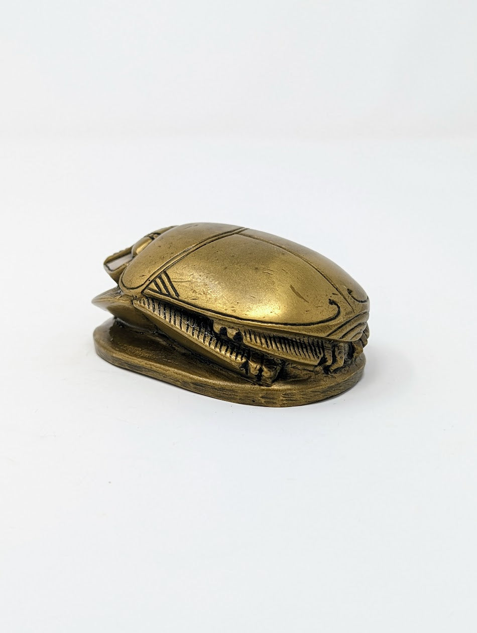 RARE Antique Grand Tour/Egyptian Revival Brass Scarab with Hieroglyphics
