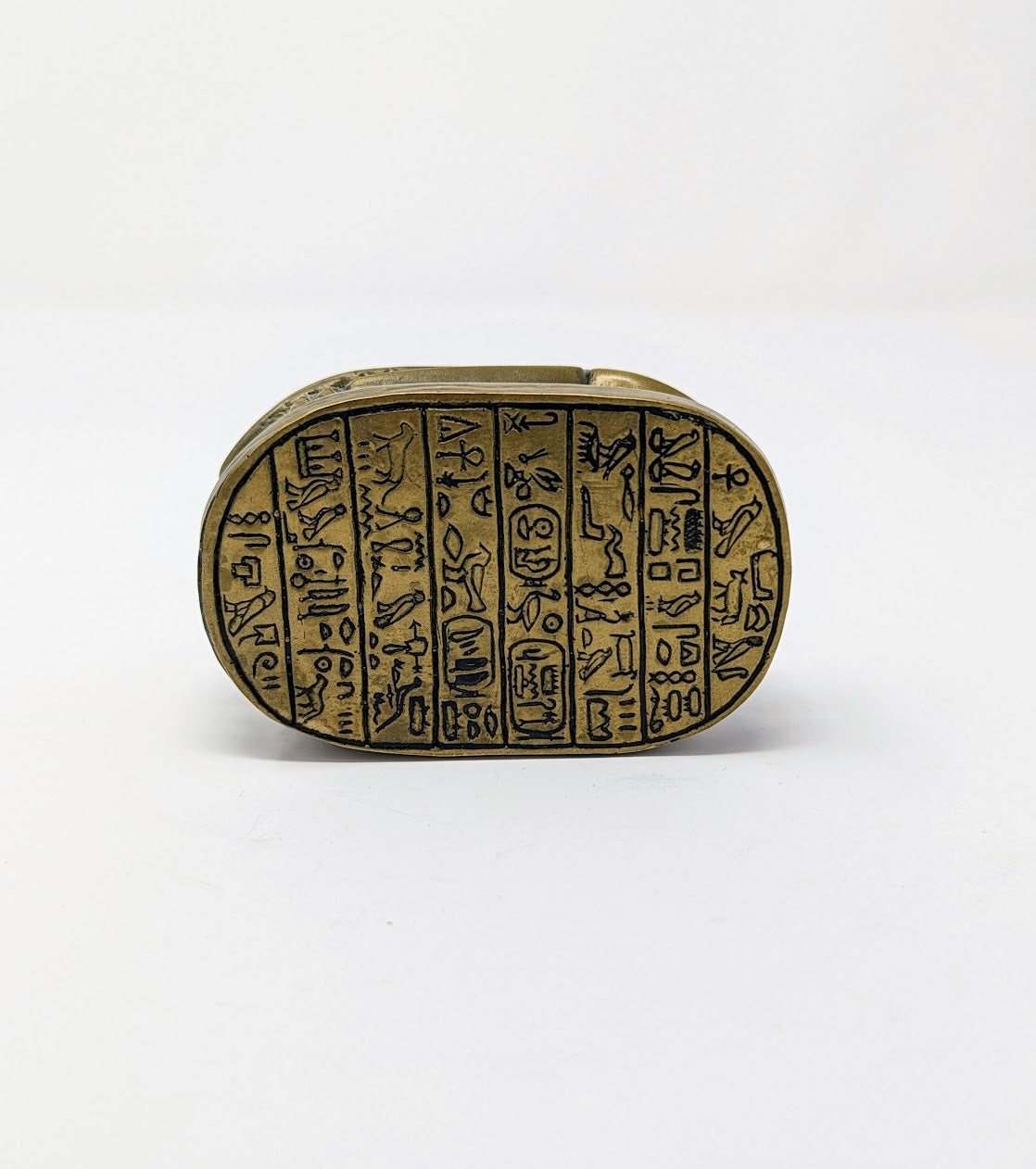 RARE Antique Grand Tour/Egyptian Revival Brass Scarab with Hieroglyphics