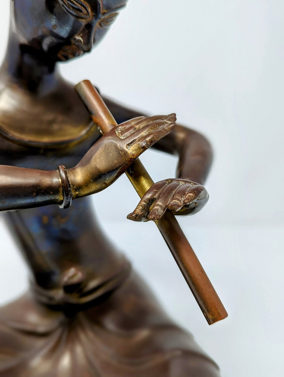 Vintage Thai Brass Sculpture "Flute Player"