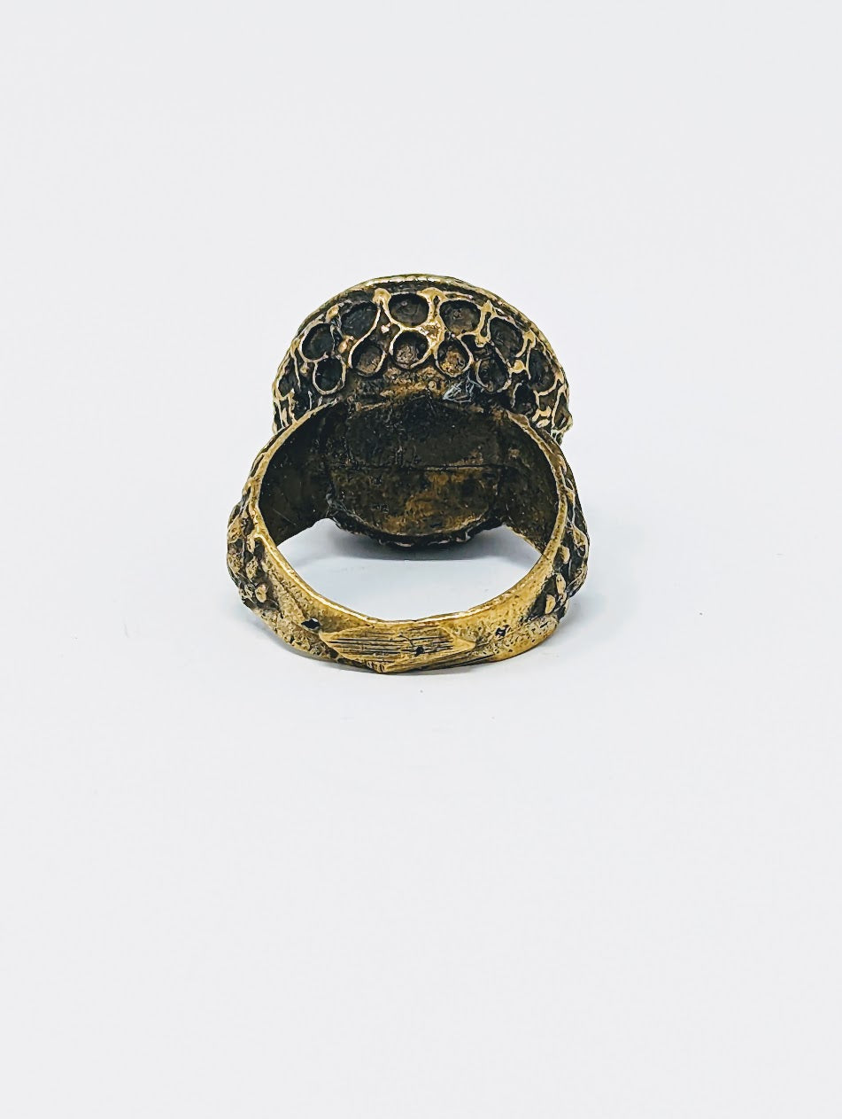Antique Gold-Gilt Phoenician Ring | Red Mosaic Center-Stone (c. 300 A.D.)